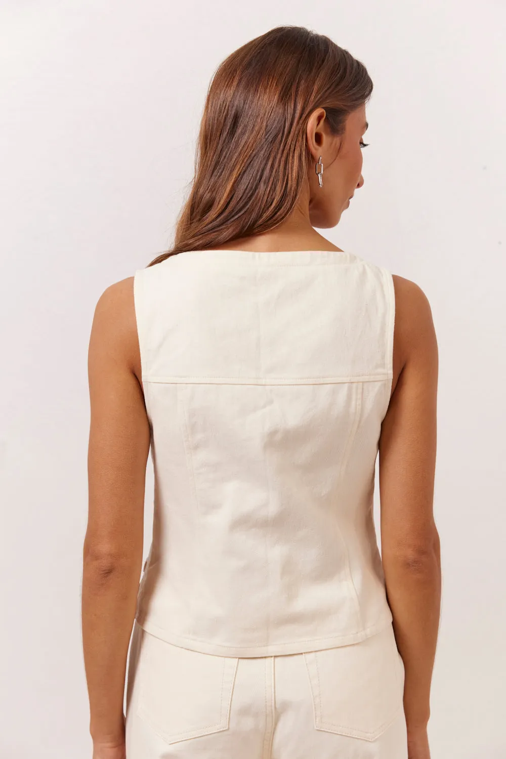 Suki Denim Vest Cream