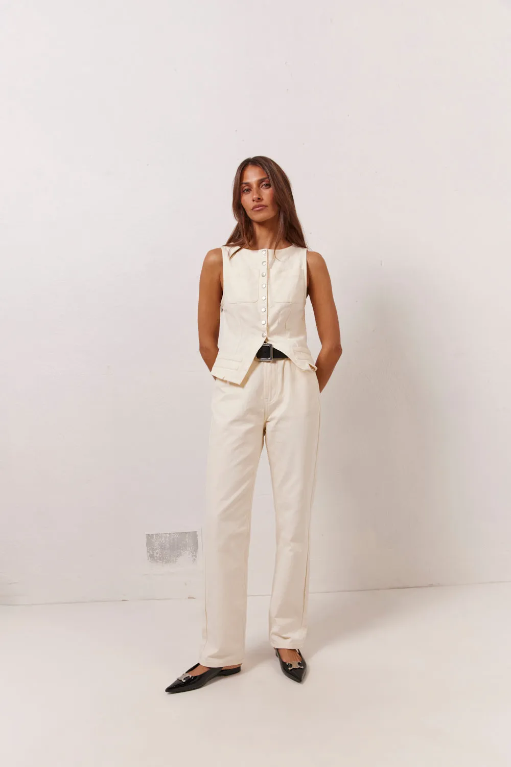 Suki Denim Vest Cream