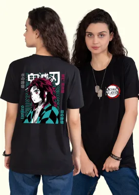 Tanjiro Women Black Printed Half-Sleeve T-Shirt