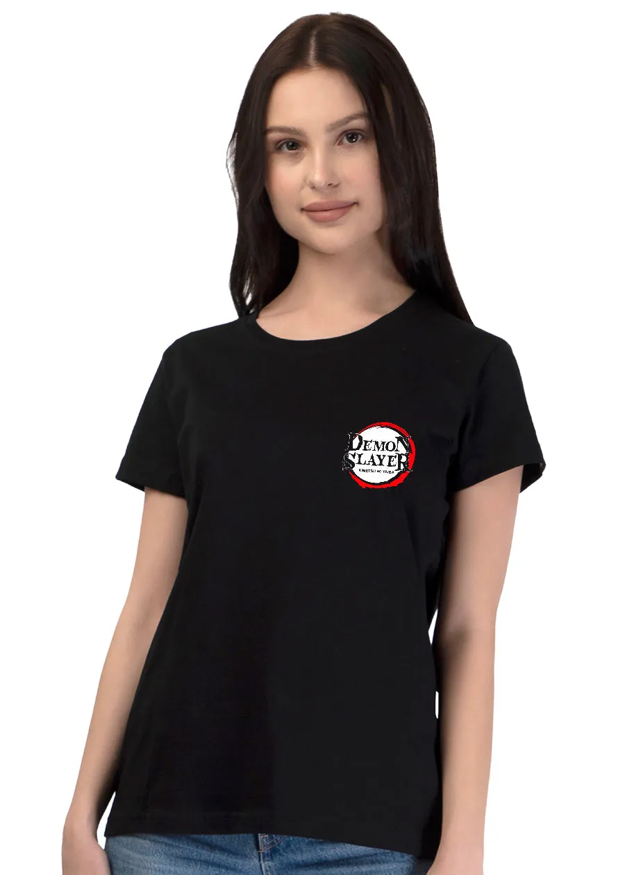 Tanjiro Women Black Printed Half-Sleeve T-Shirt