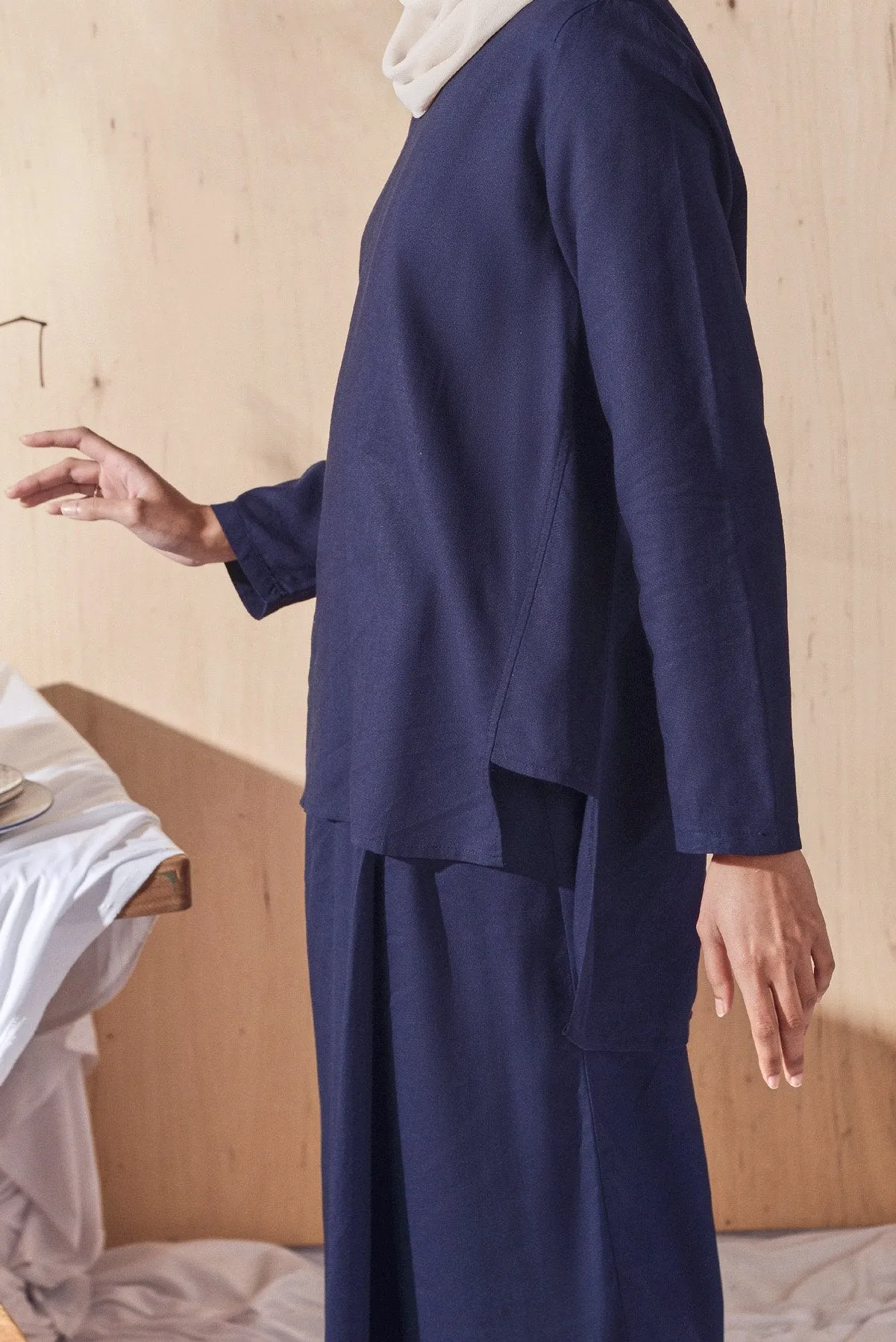 The Balik Women Buttons Folded Skirt - Navy Blue