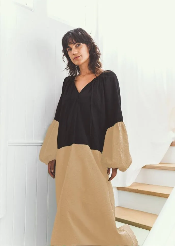 The Lisbon Dress BLACK/CREAM by Milk & Thistle