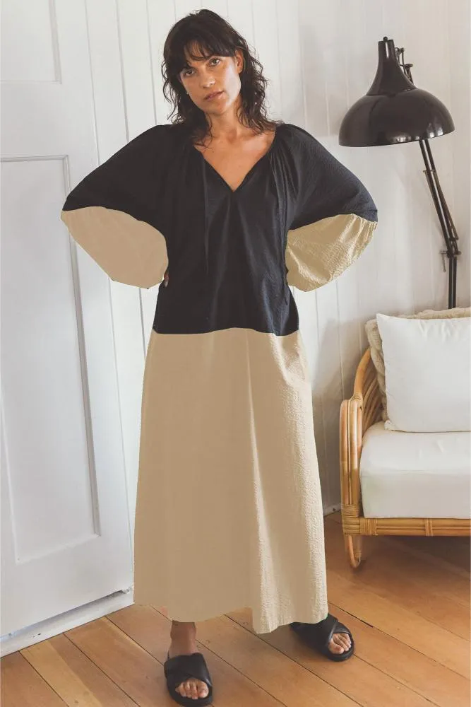The Lisbon Dress BLACK/CREAM by Milk & Thistle