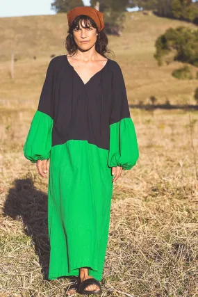 Navy and Green Lisbon Dress by Milk & Thistle