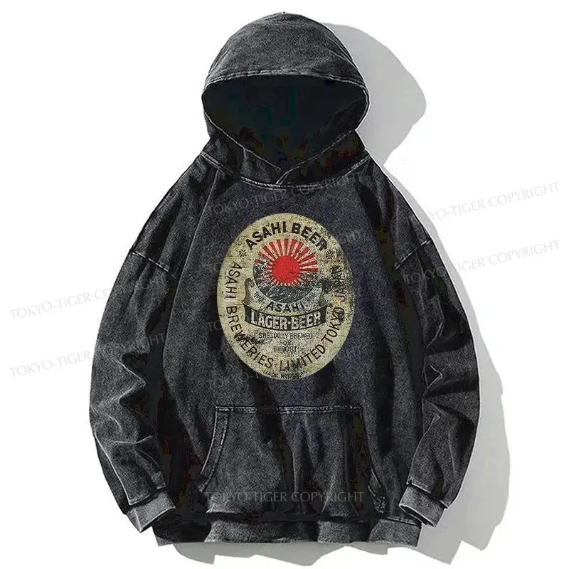 Tokyo-Tiger ASAHI BEER Japanese Washed Hoodie