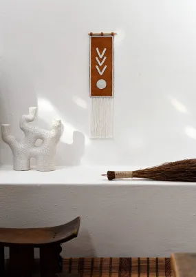 Triple V Leather Wall Hanging - WHITE