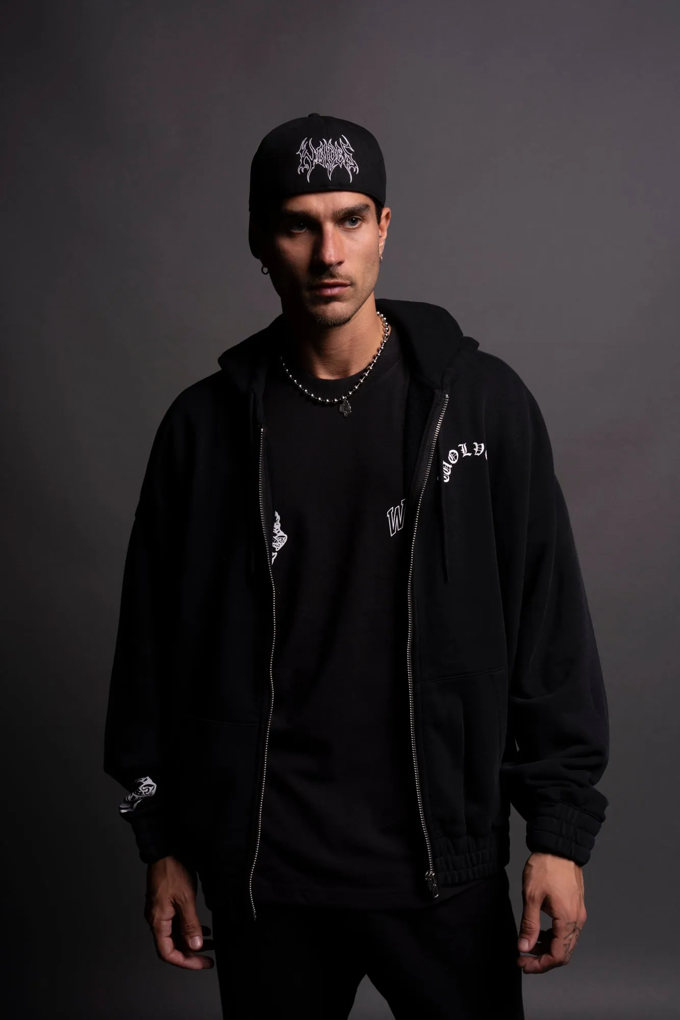Wolf Chopper "Chambers" Zip Hoodie in Black