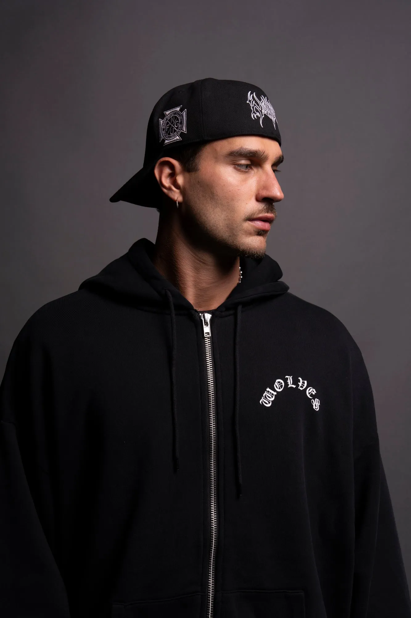 Wolf Chopper "Chambers" Zip Hoodie in Black