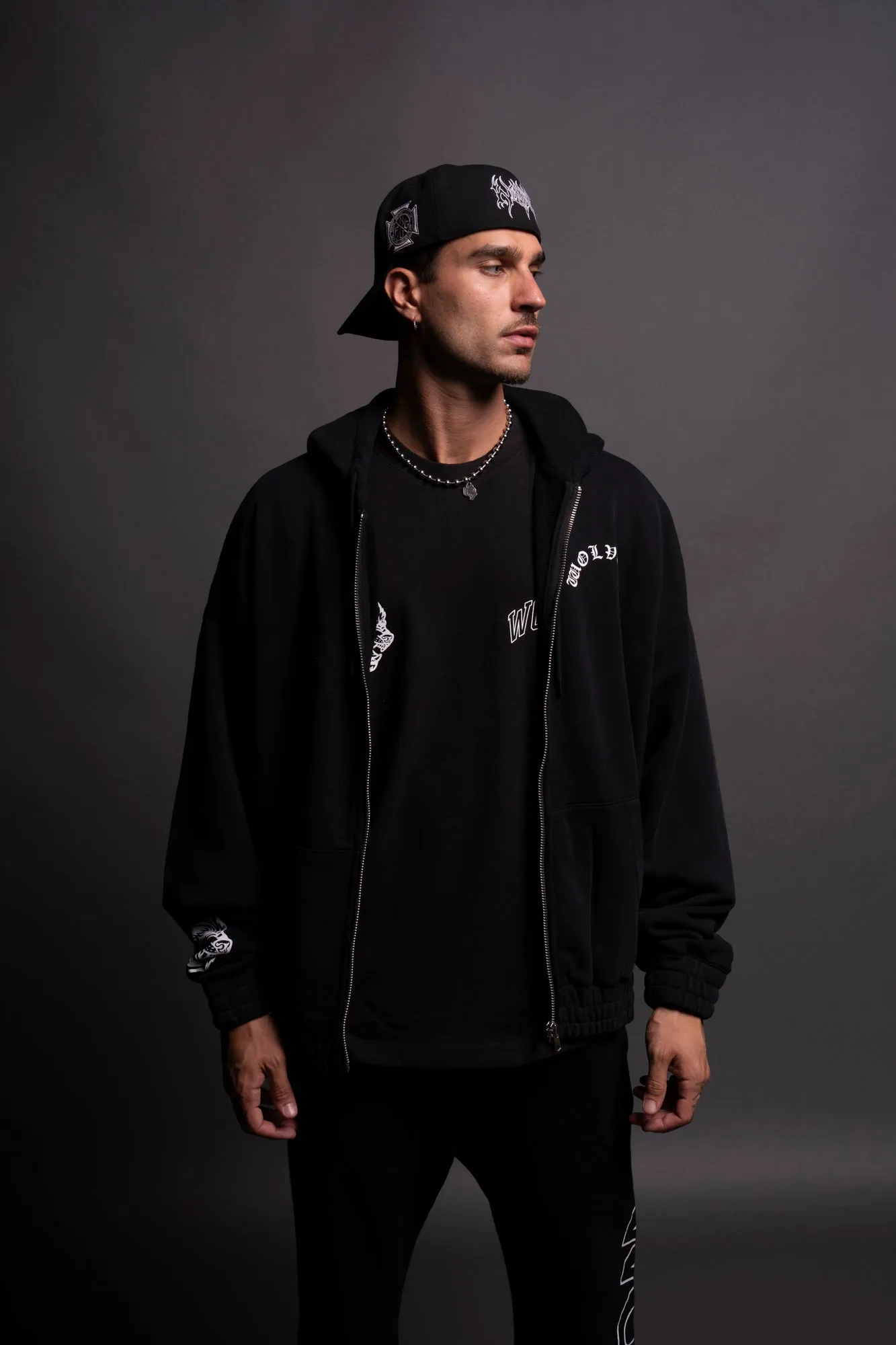 Wolf Chopper "Chambers" Zip Hoodie in Black