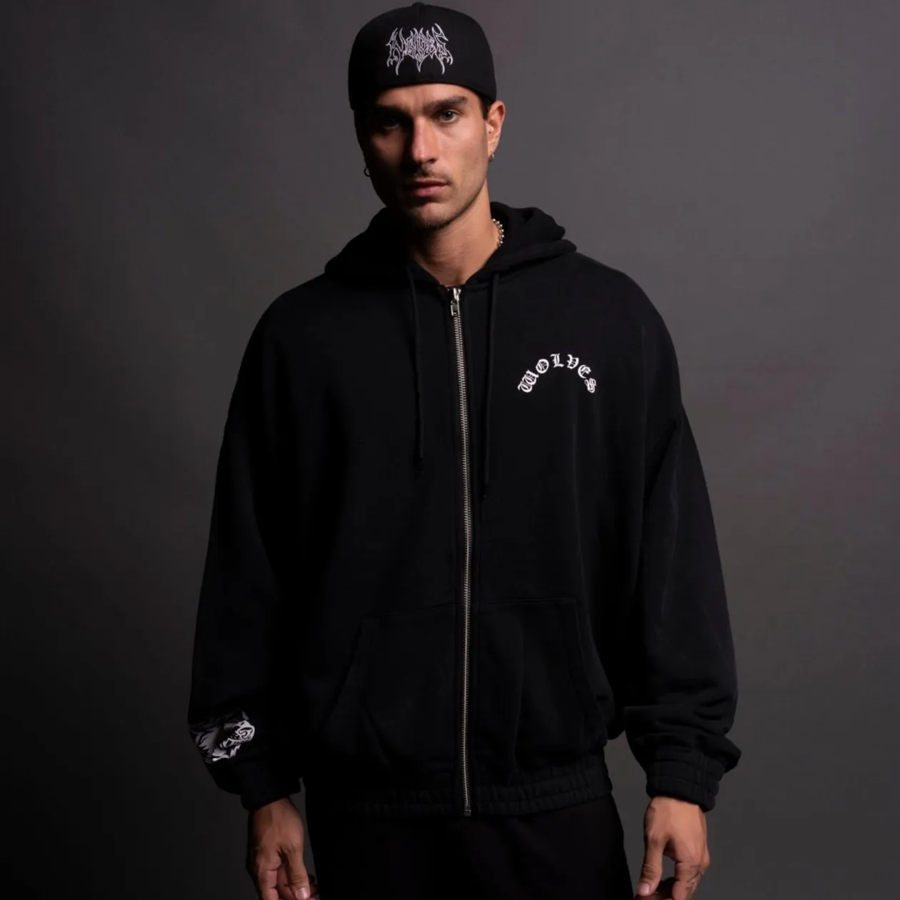 Wolf Chopper "Chambers" Zip Hoodie in Black