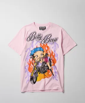 Womens Pink Betty Boop Biker Graphic Short Sleeve Tee