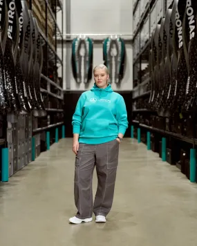 Women Oversized Logo Hoody Real Teal