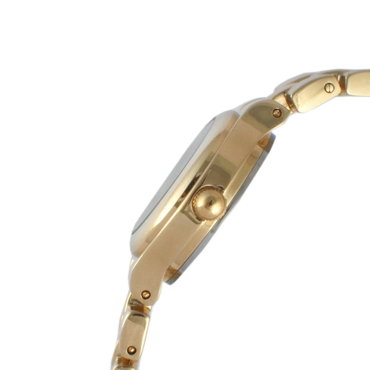 Women's 22mm Gold Dial Round Self-Adjust Link Bracelet Watch