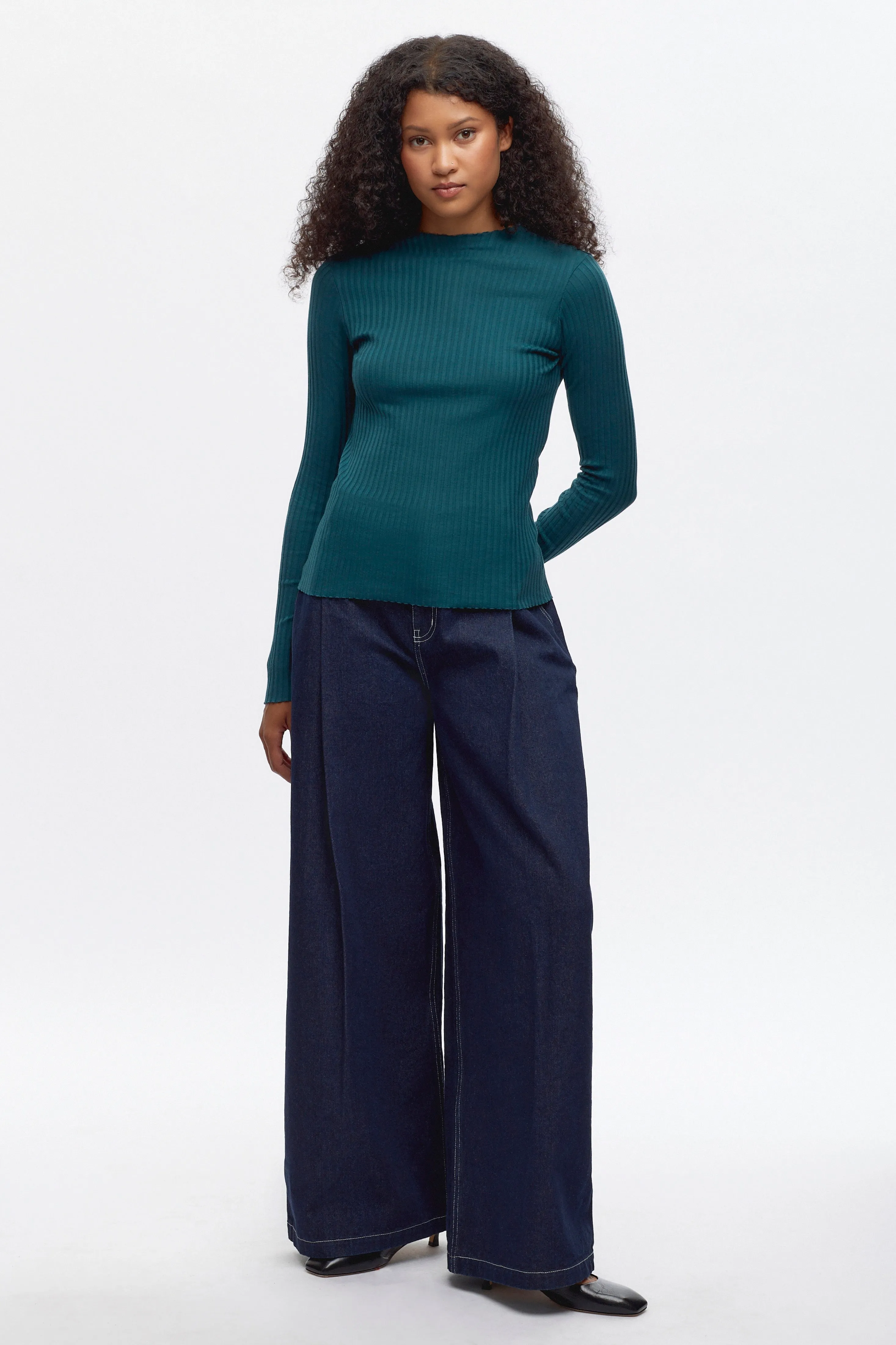 Women's Nile Rib Longsleeve in Dark Teal