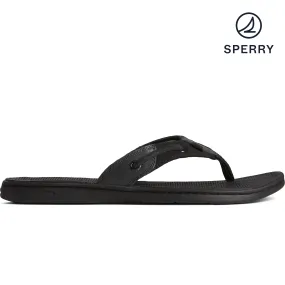 Women's Seafish Iridescent Sparkle Flip Flop - Black (STS88589)
