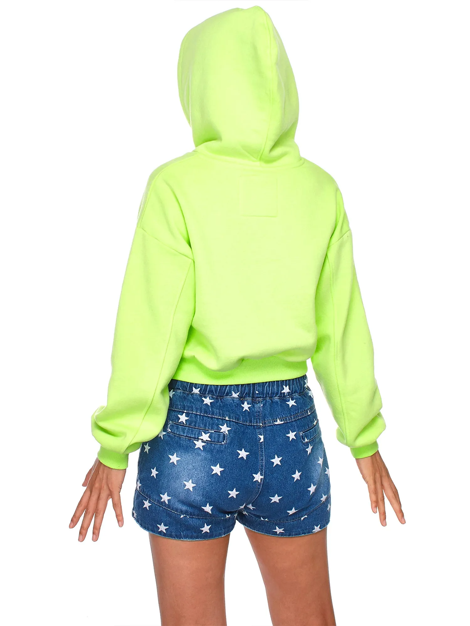 Women's Solid Long Sleeve Casual Pullover Crop Hoodie Sweatshirt (FWH1072)