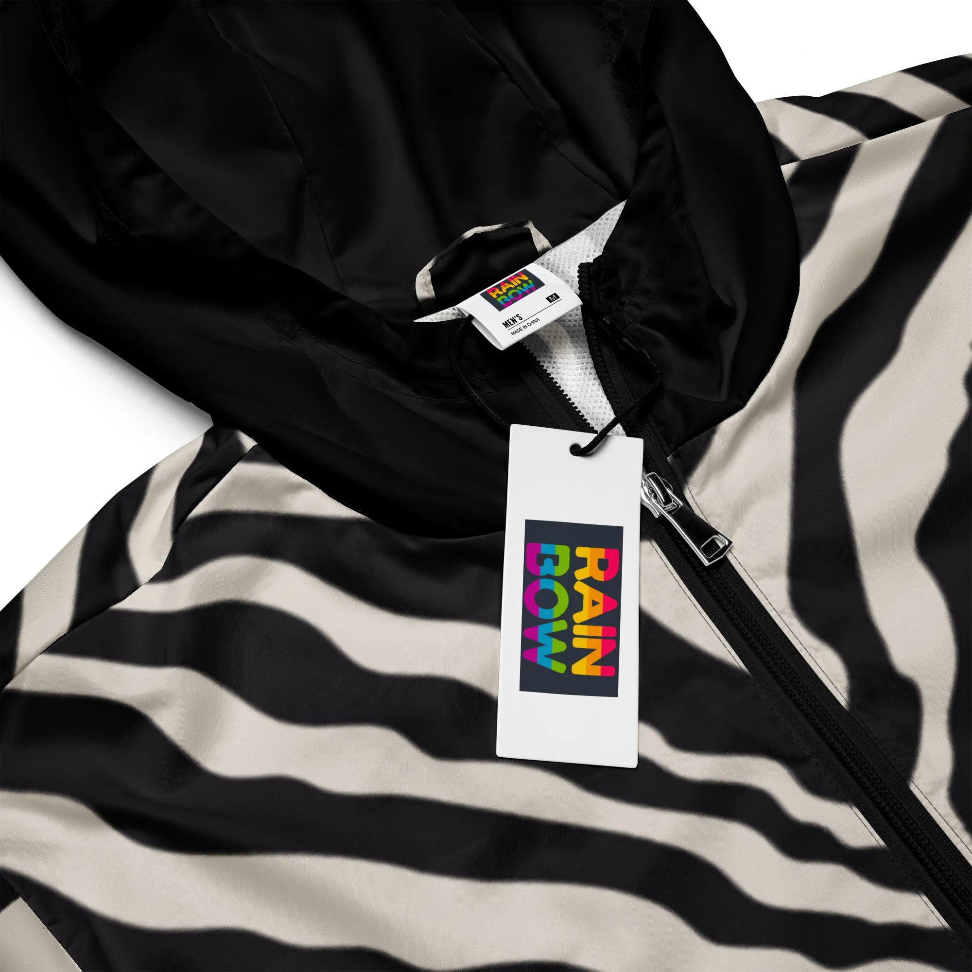 Zebra Print Windbreaker With Rainbow Pride Inside