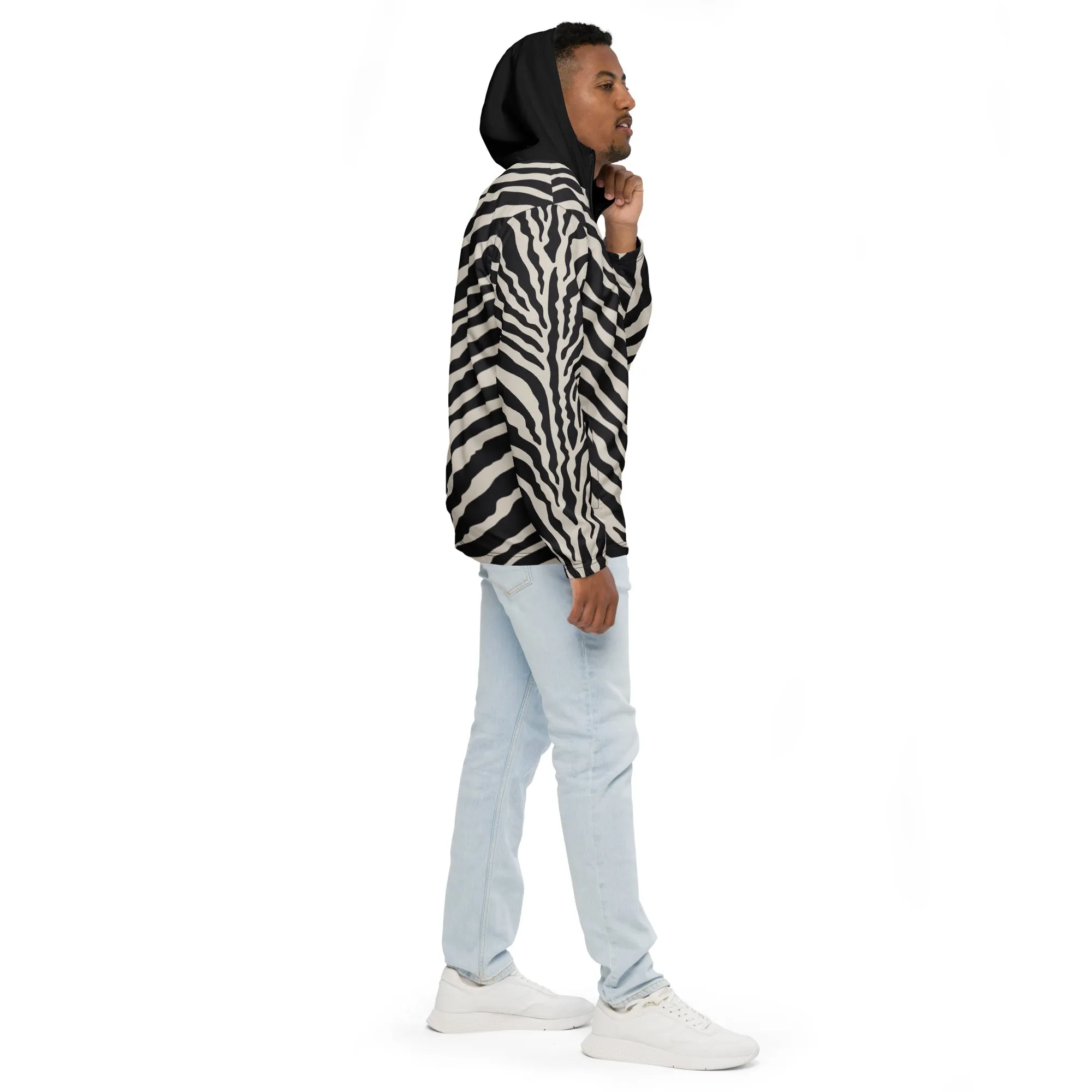 Zebra Print Windbreaker With Rainbow Pride Inside