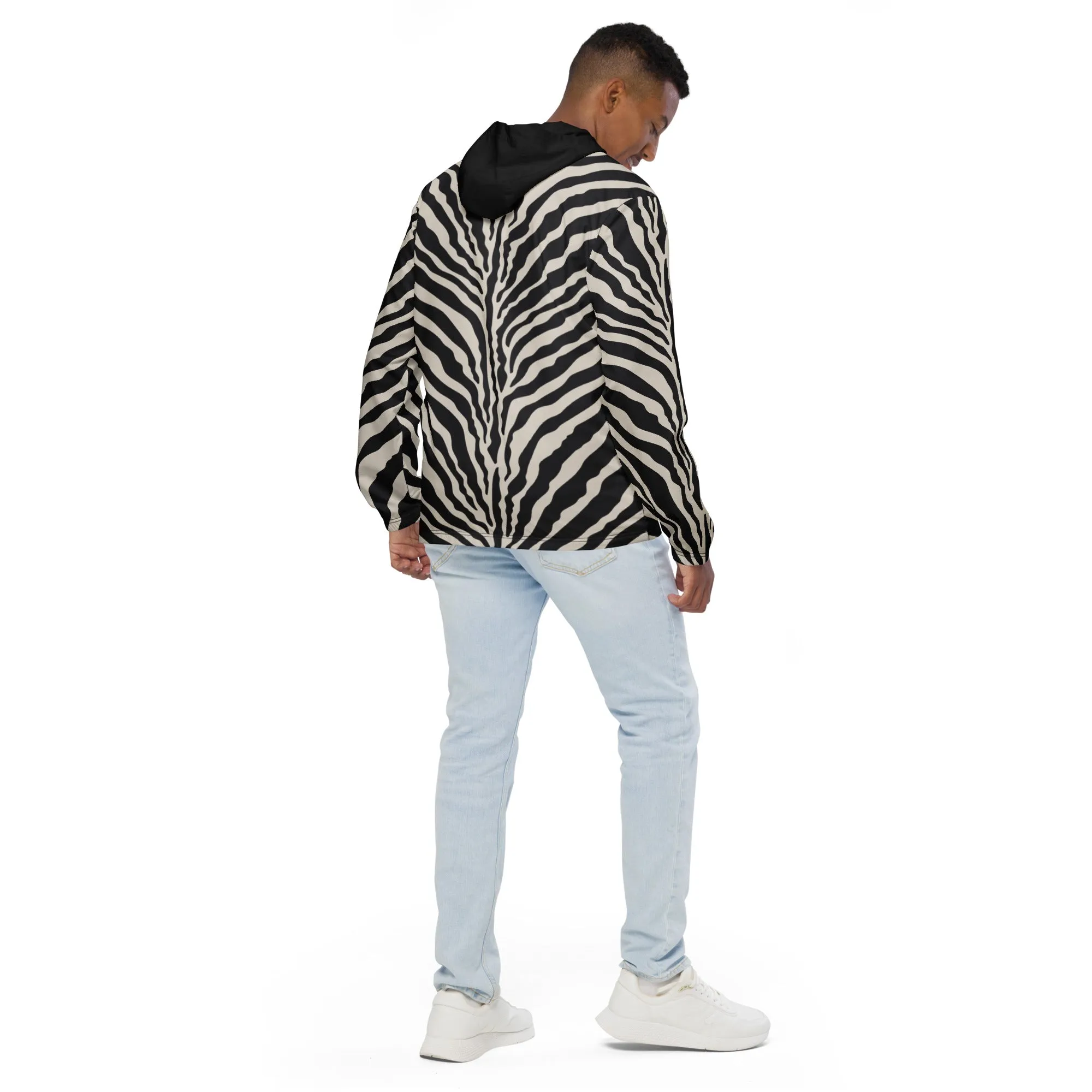 Zebra Print Windbreaker With Rainbow Pride Inside
